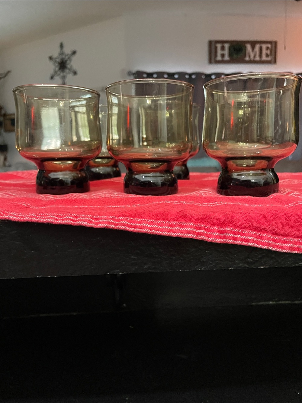 Anchor Hocking Tivoli Smoked Glass Footed  - Set of 6 - Picture 5 of 5